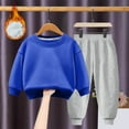 thumbnail image 2 of Staki Toddler Boy Sets Toddler Boy Clothes,Long Sleeve Striped Pullover Sweatshirt & Solid Jogger Pants Set Baby Boy Outfits 2PCS 3-10Y(Blue,6-7 Years), 2 of 7