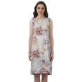 thumbnail image 1 of Moomaya Printed Rayon Casual Knee Length Dresses Women Boat Neck Shift Dress, 1 of 1