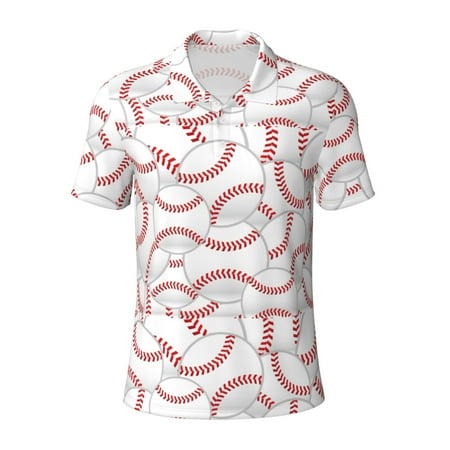 Coaee Baseballs for Men s Short Sleeve Polo Shirt Men s Polo Shirt Moisture Wicking Dry Fit Performance Athletic Short SleeveSmall