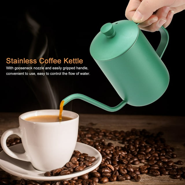 Bouilloire à Café, 600ml Théière Col de Cygne en Acier Inoxydable Meilleure de Sa Catégorie
