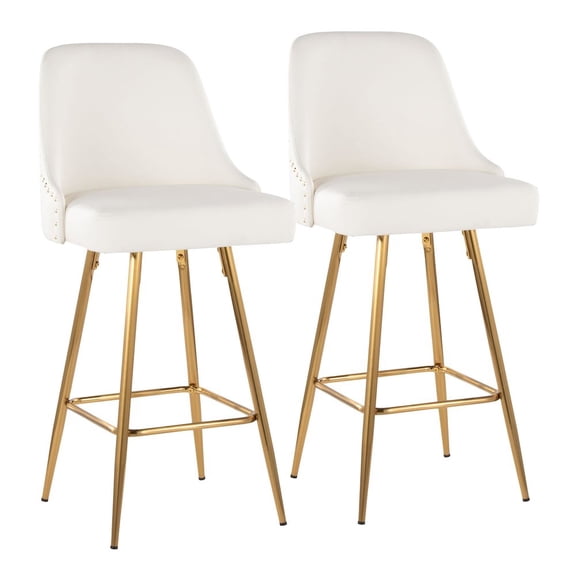 LumiSource Studded Marcel 27" Fixed-Height Counter Stool - Set of 2