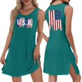 thumbnail image 2 of 4th of July Dress for Women: American Flag Tank Dresses Star Striped Splicing Loose V Neck Sundresses Army Green M, 2 of 8