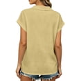 thumbnail image 5 of Women's V-Neck Collared Blouse, Cap Sleeve Casual Top, Breathable Lightweight Shirt for Summer, Vacation, Beach Yellow XL(XL), 5 of 8