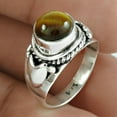 thumbnail image 2 of Natural Tiger Eye Gemstone Ring, Real 925 Sterling Silver Ring, Organic Ring, Cocktail Ring, Round Shape Ring, Proposal Ring, Solitaire Ring, Women Gift Ring, Mothers Day Gift Ring (tiger-eye, 7), 2 of 4