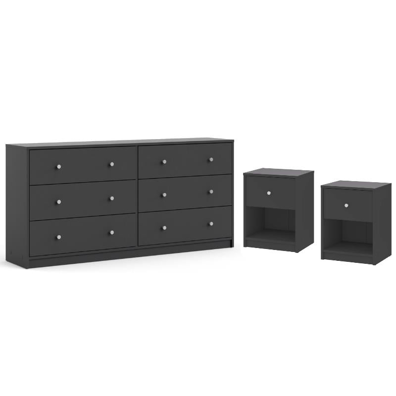 3 Piece Dresser and Nightstand Bedroom Set in Gray ...