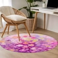 thumbnail image 4 of Round Rugs 4Ft, Pink Spring Floral Round Area Rug Washable Indoor Throw Carpet, Modern Oil Painted Daisy Botanical Soft Non Slip Circle Rug for Kitchen Nursery Room Home Decor Aesthetic, 4 of 8