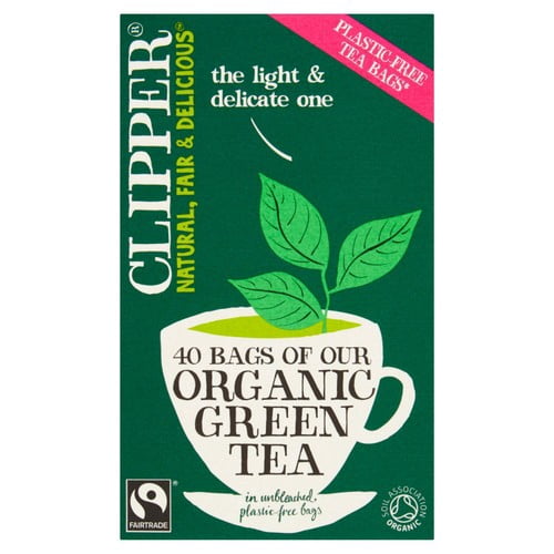 Clipper Organic & Fairtrade Green Tea 40's, British Import (Pack of 2)