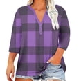 thumbnail image 3 of Plus Size Women's Casual Printed 3/4 Sleeve V-Neck Blouse Shirt Top Fashionable and Comfortable Loose Fit Tunic for Women | CSEONE,Dark Blue XL, 3 of 9