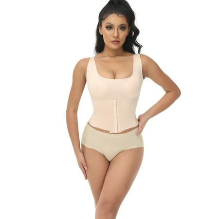 

POP CLOSETS Women 3-in-1 Waist Buttoned Bra Shapewear Corset Vest Tummy Control Back Posture Corrector Vest Bra Body Shaper Postpartum Bra
