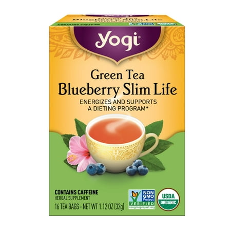 Yogi Tea Green Tea Blueberry Slim Life, Organic Green Tea Bags, 16 Count
