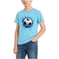 thumbnail image 1 of Zpanxa Chandails Athlétiques pour Garçons Imprimé Football Col Rond Manches Courtes Haut Décontracté Ample avec Polyester Spandex 2-3 Ans, 1 of 7