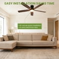 thumbnail image 3 of 52 Inch Low Profile Ceiling Fan with Light and Remote, Quiet DC Motor 3 Color Dimmable LED, Reversible Blades Flush Mount for Bedroom Living Room, Walnut Matte Black, 3 of 7