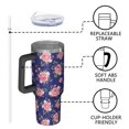 thumbnail image 4 of 40oz Pioneer Flower Floral Print Pattern Insulated Tumbler with Handle, BPA-Free Leak Proof Lid and Straws, Double Wall Vacuum, Hot 12h/Cold 34h, 4 of 6