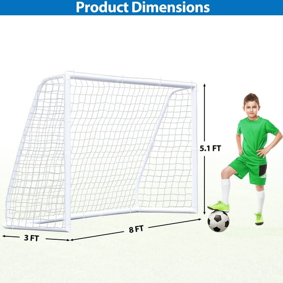 ZENSTYLE 8 Ft Soccer Goal Durable Backyard Soccer Net Weatherproof Soccer Training Equipment White