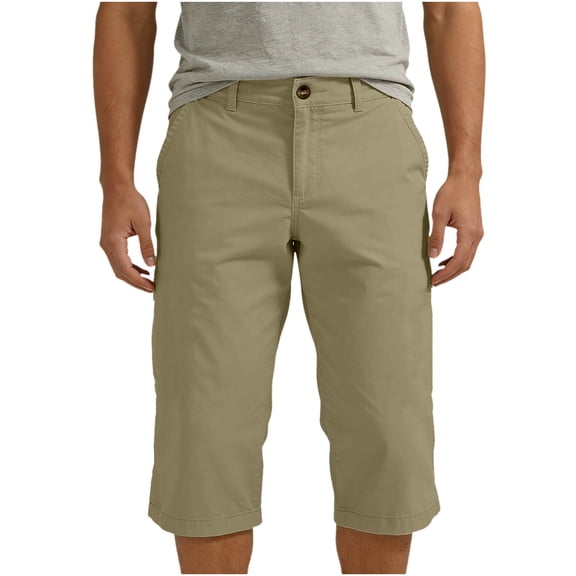 Fnooota Men's Cargo Shorts, Casual Relaxed Fit Below the Knee Summer Capri Pants Khaki Size S-2XL