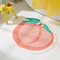 thumbnail image 3 of TOWN & COUNTRY PLAY Peachy Clean Peach Fruit Shaped Bath Mat, Absorbent Tufted Floor Mat, Non-Slip Backing, Machine Washable, Peach/Green, 30.3"x29.5", 3 of 10