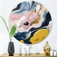 thumbnail image 2 of Designart "Fluid Stone Yellow and Blue VI" Abstract Marble Round Metal Art, 2 of 5