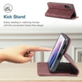 thumbnail image 4 of Dteck Case For Samsung Galaxy S21 6.2-inch,Magnetic Leather Luxury Card Holder Pocket Case Shockproof Full Protective Kickstand Retro Flip Cover,Winered, 4 of 8