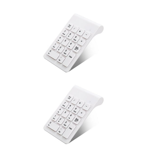 jesticaly USB Wireless 18 Keys Keyboard Professional Working Number Digital Keyboards Battery Powered for Laptop Computer White 2Set