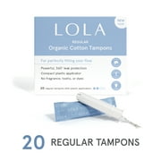 LOLA Regular Tampons, Organic Cotton, Compact Plastic Applicator, 20 Count