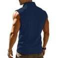 thumbnail image 3 of CIENVNSTG Vintage Shirts for Men Zipper Vest Sleeveless Vest Going Out Tops Navy 2XL, 3 of 3