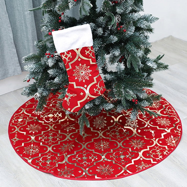 Mnsruu Red White Polka Dot Christmas Tree Skirt Snow Tree Skirts for Christmas Holiday Decorations 120 CM