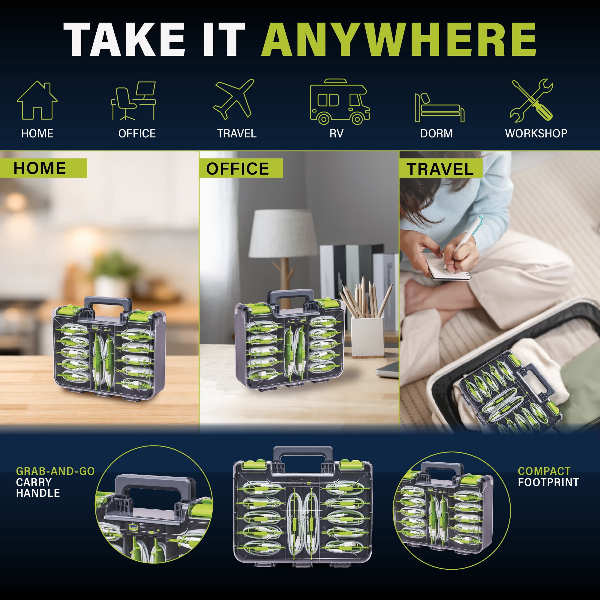 Ontel Cord Daddy Cord Organizer Case for Cables and Chargers, Tech & Electronics Organizer | Holds Cords, Cables, Chargers & Accessories | Compact Zip Case