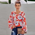 thumbnail image 2 of Pompotops Mode Dames Décontracté Manches Longues Col en V Blouse Femme T-Shirt Imprimé, 2 of 9