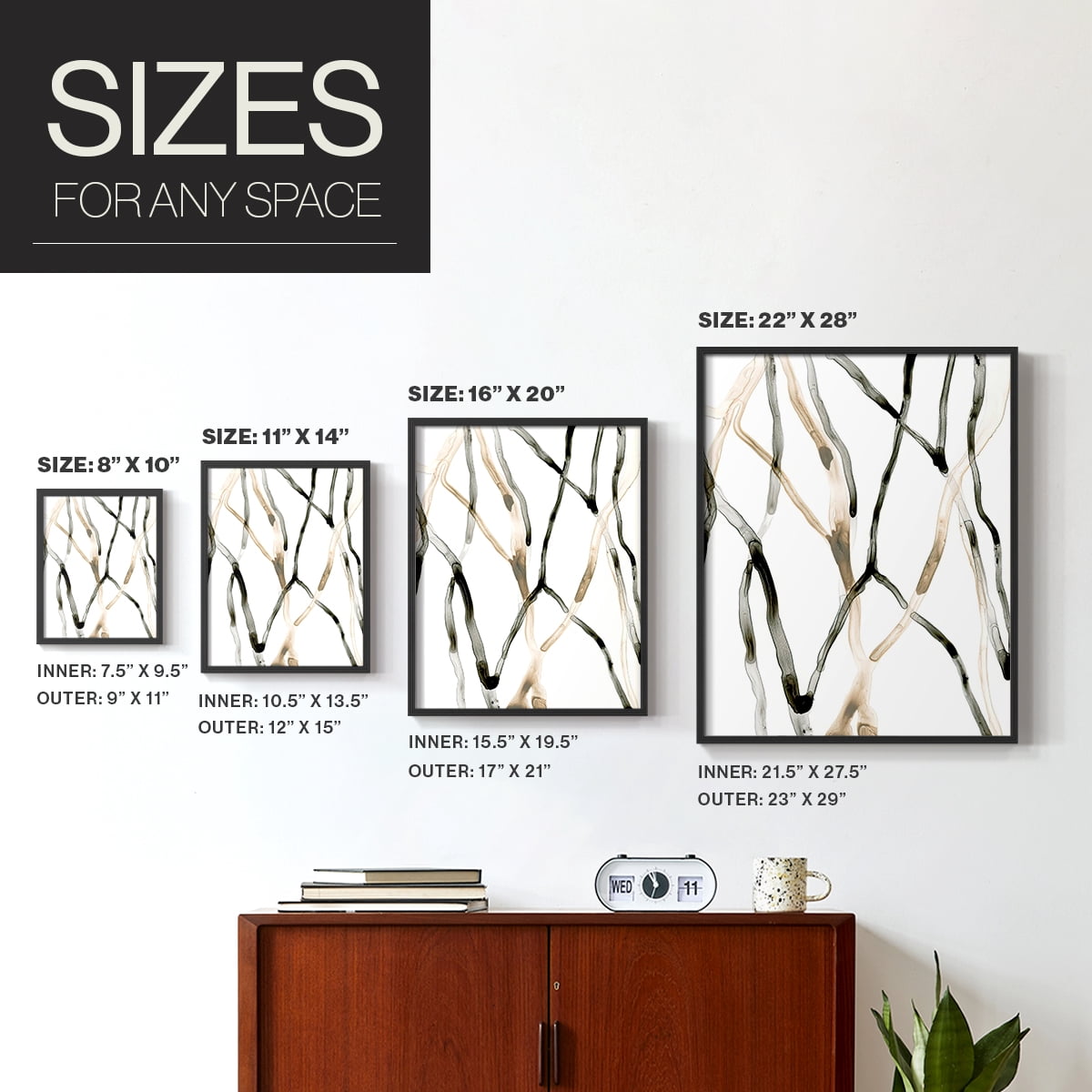 Runnel XII Framed Print in Black Solid Wood Framed Print No Nail Hanging