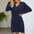 thumbnail image 6 of IROINNID Cocktail Dress for Women Wedding Guests Dresses for Women Twisted Flower Bottom V-Neck Long Knitted Dress Discount,Navy, 6 of 7