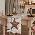thumbnail image 2 of Table Runners 70 Inches Long Dress Scarves, Texas Star Vintage Farmhouse Coffee/Dining/Kitchen Table Decor, Holiday Table Runner, Retro Brown Berry Wooden 13x70 Inch, 2 of 9