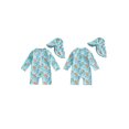 thumbnail image 2 of BemeyourBBs Toddler Baby Girl Boy Swimsuit with Sun Hat Infant Bathing Suit Coral Dinosaur Pawpaw Swim Ring Printed Long Sleeve Half Zipper Rash Guard Swimwear Summer Beachwear, 2 of 9
