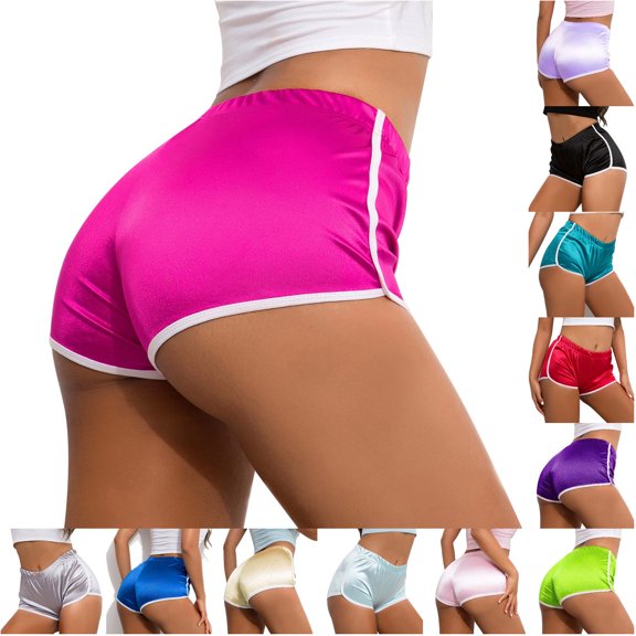 Tanghaowl Women's Shorts, Women Booty Shorts Athletic Yoga Gym Running Hot Pants Workout Summer Red2 XL