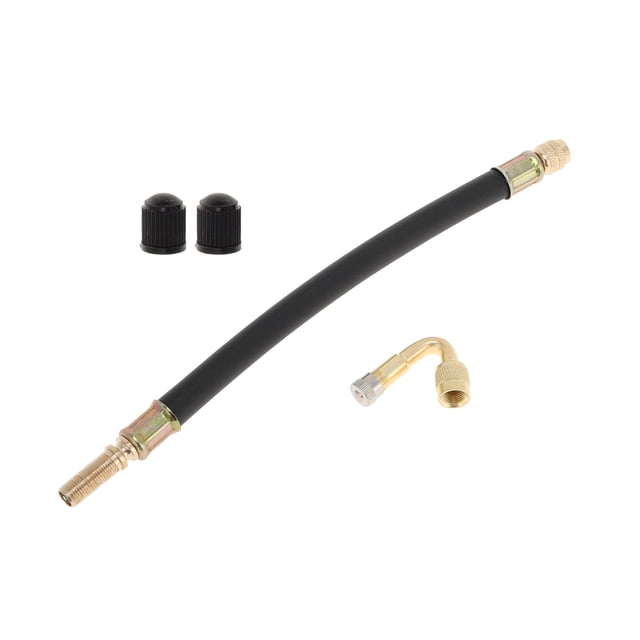 1 juego de extensión de válvula de llanta de cobre de 45 grados con adaptador de inflado de llanta de plástico flexible de 210 mm para automóvil, motocicleta, RV, camión, bicicleta