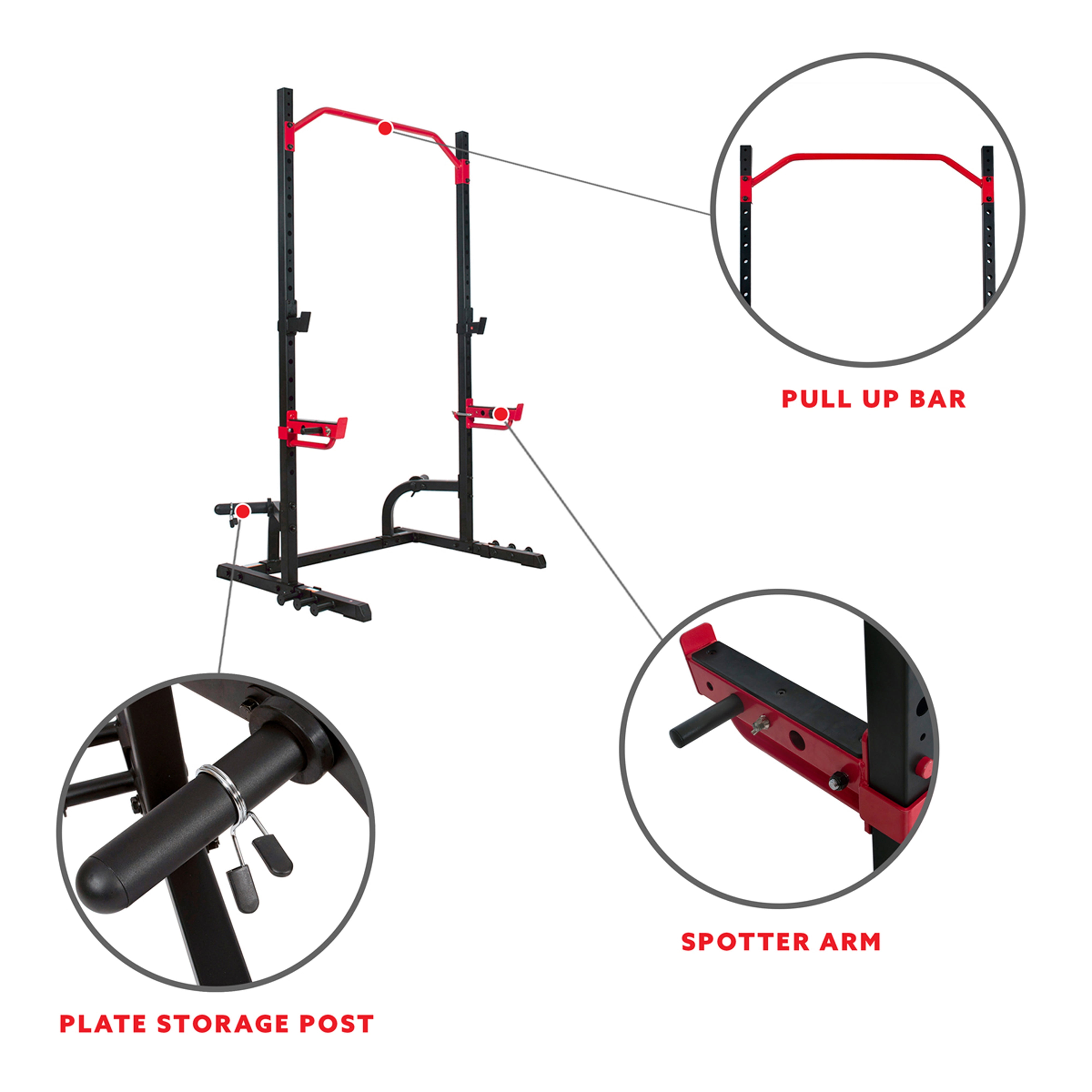 Sunny Health & Fitness Power Zone Squat Stand Power Cage for Strength Training Home Gym, Workout Squat Rack, SF-XF9931