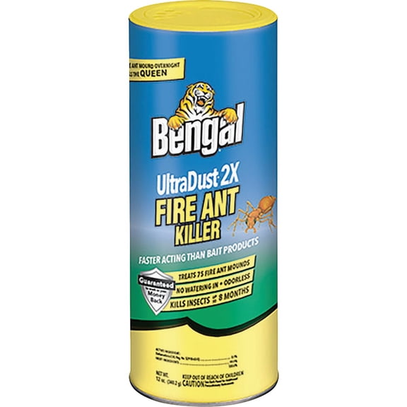 Bengal UltraDust 2X Fire Ant Killer, Odorless No Watering-In, Kills The Queen, 12 Oz. 75 Mound Treatment Dust