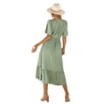 thumbnail image 2 of Vestido con Cuello en V y Mangas Abullonadas Verde Talla S, 2 of 10