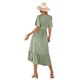 thumbnail image 2 of Vestido con Cuello en V y Mangas Abullonadas Verde Talla S, 2 of 10