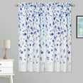 thumbnail image 6 of GlowSol 26"W x 45"L Bathroom Window Curtains Farmhouse Kitchen Curtains Flower Leaf Pattern Half Window Covering, Navy Blue, Set of 2, 6 of 6