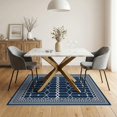 thumbnail image 3 of ODIKA 5'x7' Navy Blue Geometric Lattice Design Washable Area Rug Intricate Hexagonal with Ornate Border Non-Slip, Low Pile, Stain Resistant for Guest Room, Lounge, Apartment, 3 of 7