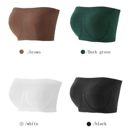 

4pcs Women Bandeau Bra Strapless Bra Seamless Stretchy Bra Wire Free Bra Full Cup Bra Thin Mold Cup Bra Chest Wrap Bralette Dress Wild Bra