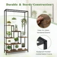 thumbnail image 6 of Spaco 6-Tier Tall Plant Stand, 71 Inch Metal Plant Shelf with 10 Hanging Hooks for Indoor and Outdoor, Brown, 6 of 9