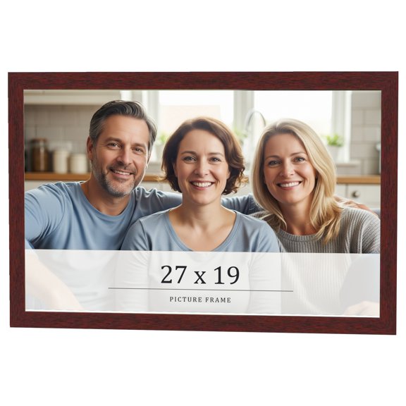 27x19 Frame Brown Solid Wood Picture Frame Width 0.75 Inches | Interior Frame Depth 0.5 Inches |