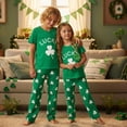 thumbnail image 6 of Family Matching Irish Pajamas Set Shamrock Letter Print Holiday Pajamas Short Sleeve Tops Pants, 6 of 8