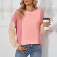 thumbnail image 2 of HUITKMM Tshirts 2024 Autumn and Winter Color Contrast Long Sleeve Loose Thread Stitching T Shirt, 2 of 9