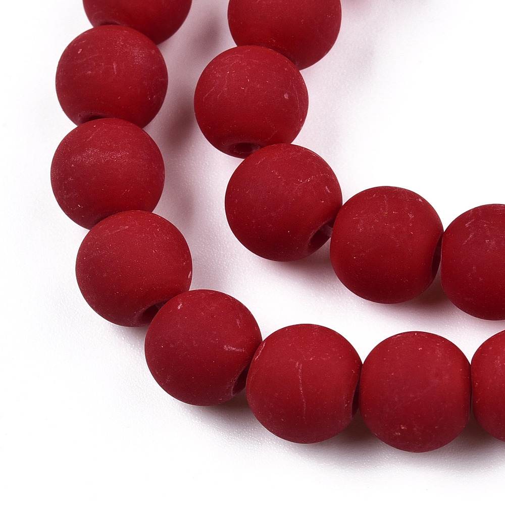 20strands Opaque Glass Beads Strands Frosted Round Dark Red 8~8.5mm Hole: 1.5mm about 51~53pcs/strand 14.96 inch~15.55 inch(38~39.7cm)