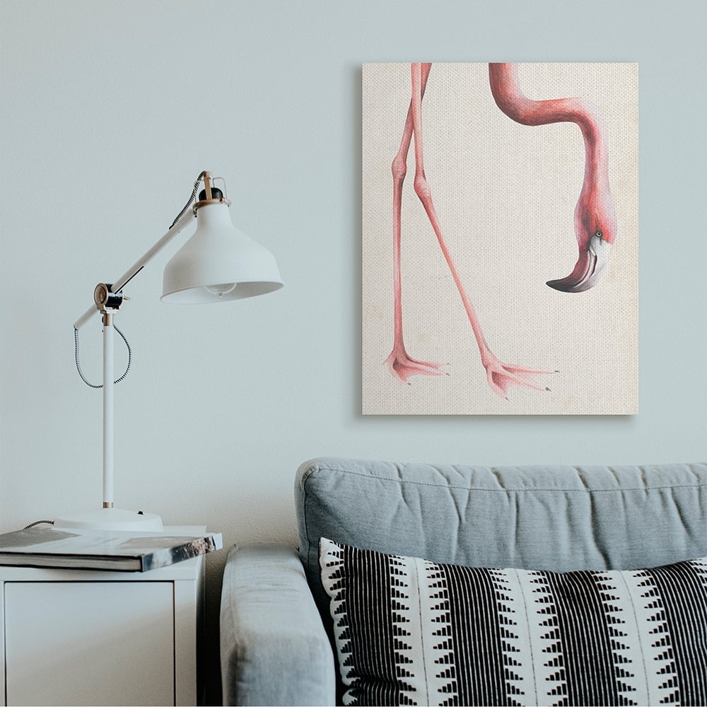 Stupell Industries Pink Flamingo Bending Feet Beak Detail Canvas Wall Art by Grace Popp