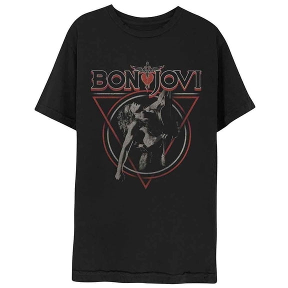 Bon Jovi Triangle Overlap Black Shirt S-XXL Tshirt Official Rock Band T-Shirt