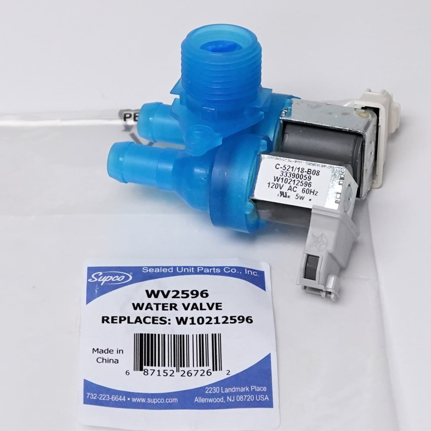 Supco WV2596 Washing Machine Water Solenoid Valve for Whirlpool