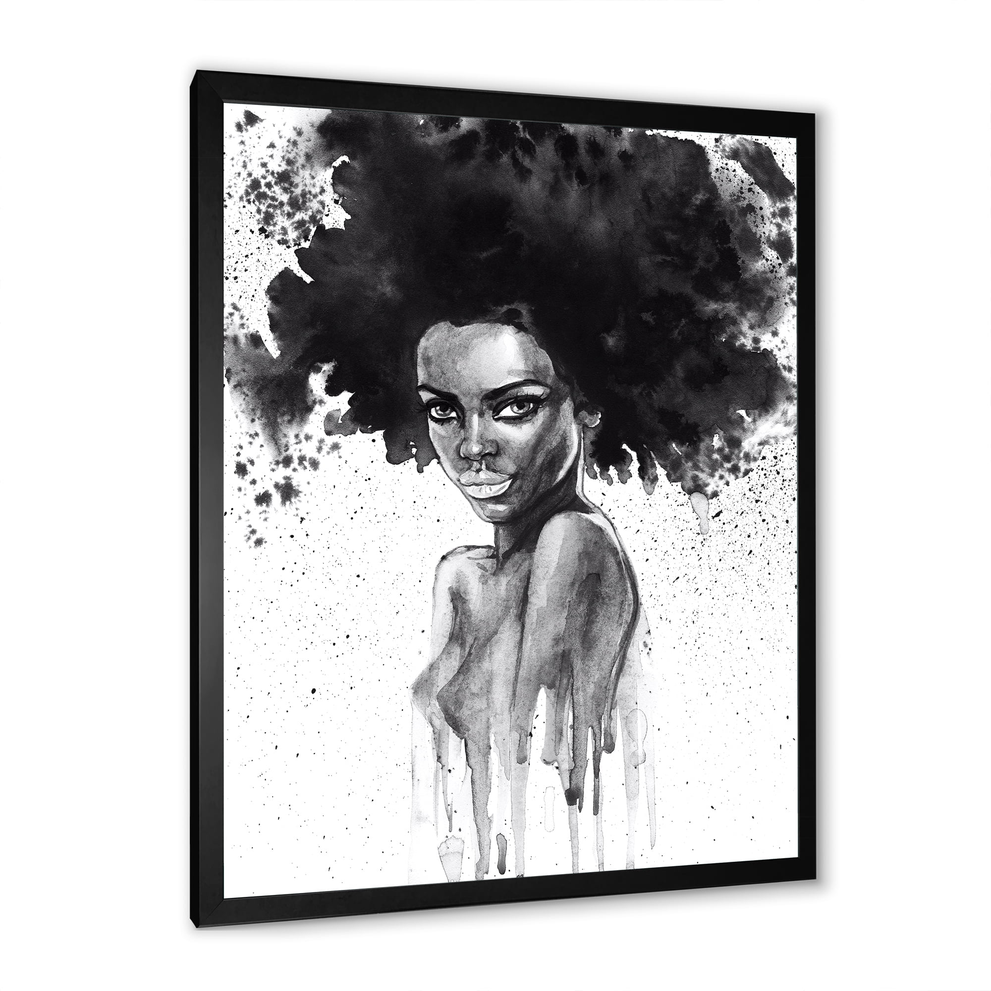 Designart 'Black and White Portrait of African American Woman III' Modern Framed Art Print